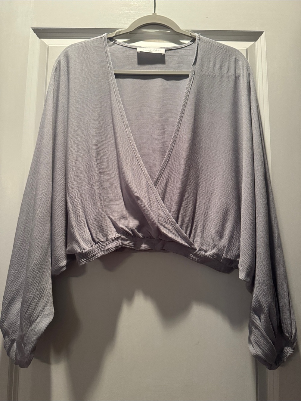 American Threads Light Gray Wrap Crop Top